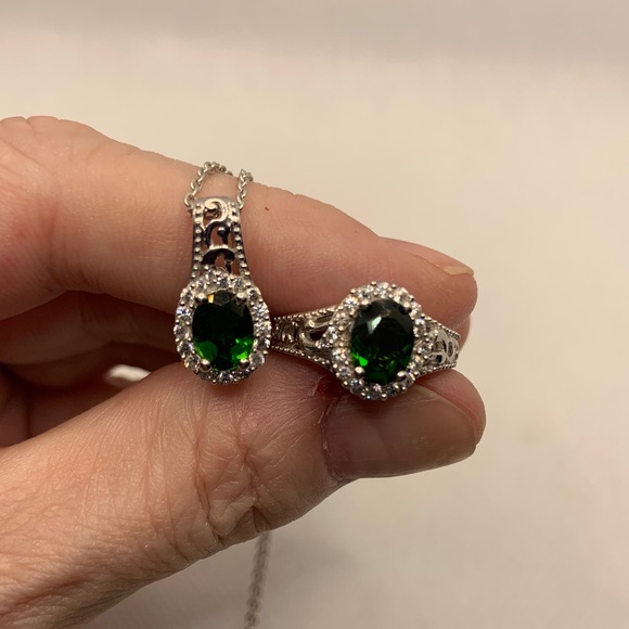Jewelry - RUSSIAN DIOPSIDE, ZIRCON RING AND PENDANT